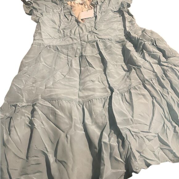 Lavender Brown tiered dress Monelle Vermont dusty aqua XS nwt $264 - Picture 1 of 2